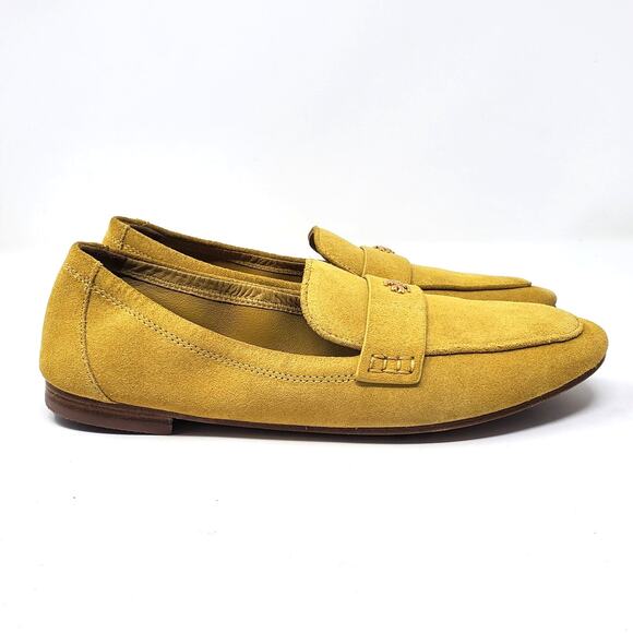 Tory Burch Ballet Loafers Flats Split Suede Leather Yellow Cornbread Size 9 - Picture 4 of 12